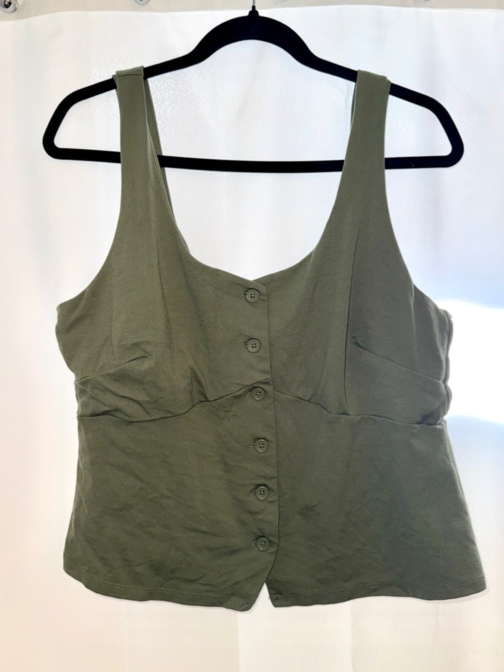 a new day Olive Green Button-Front Tank